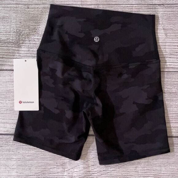 NWT Lululemon Align Bike Shorts 8”Size 4  Heritage Camo Coal Multi Nulu high r - Picture 2 of 8